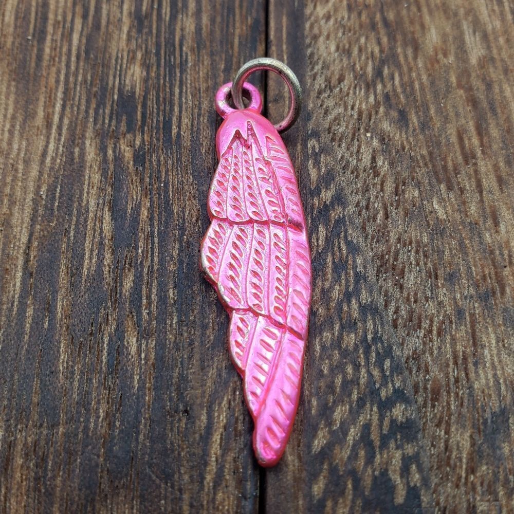 Pink angel‎ feather wing necklace pendant barbiecore